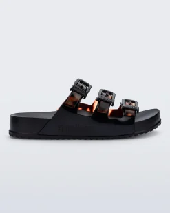 New Melissa Cozy Stripes Black/Clear Tortoise