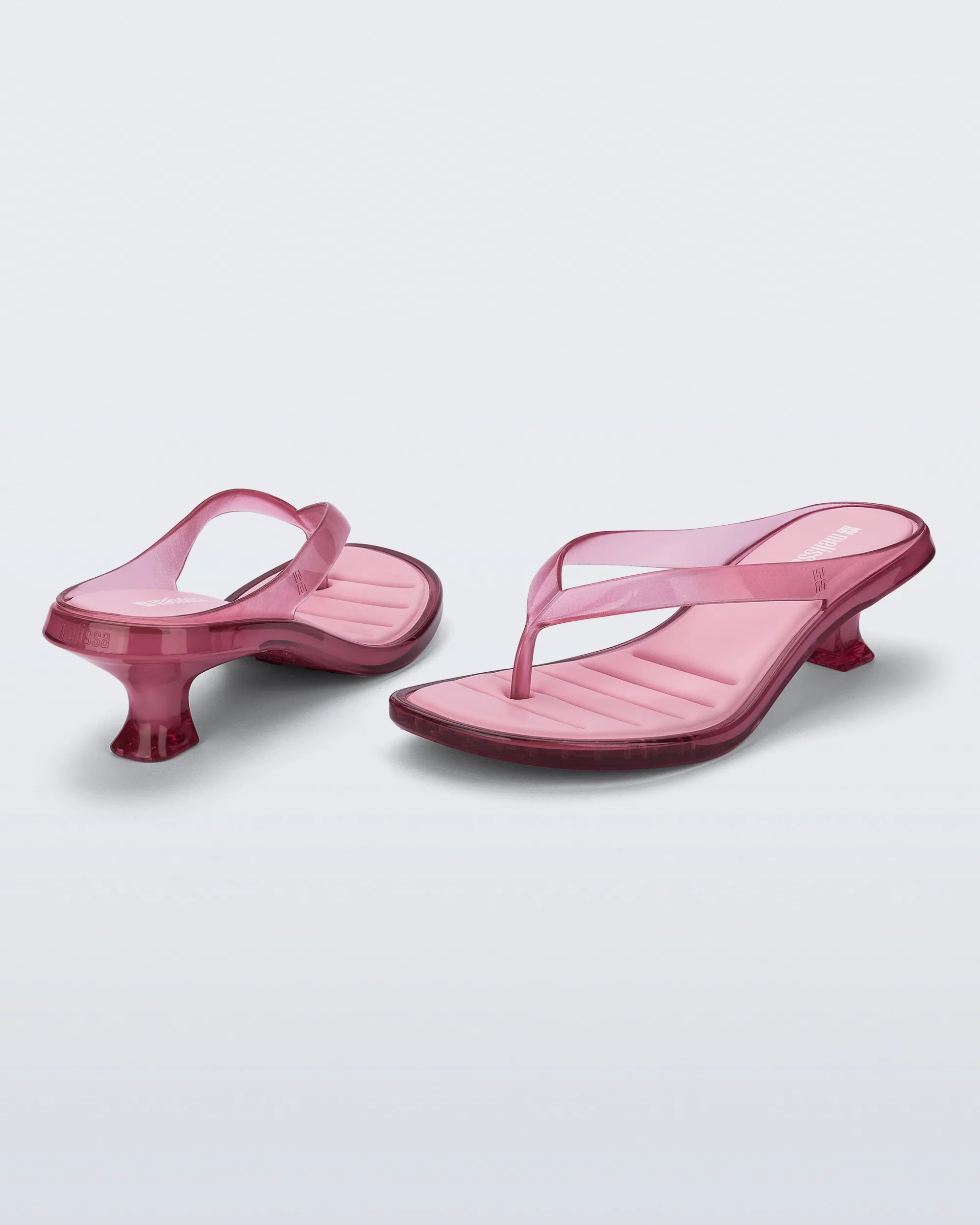 Discount Melissa Flip Flop Kitten Heel Clear Pink