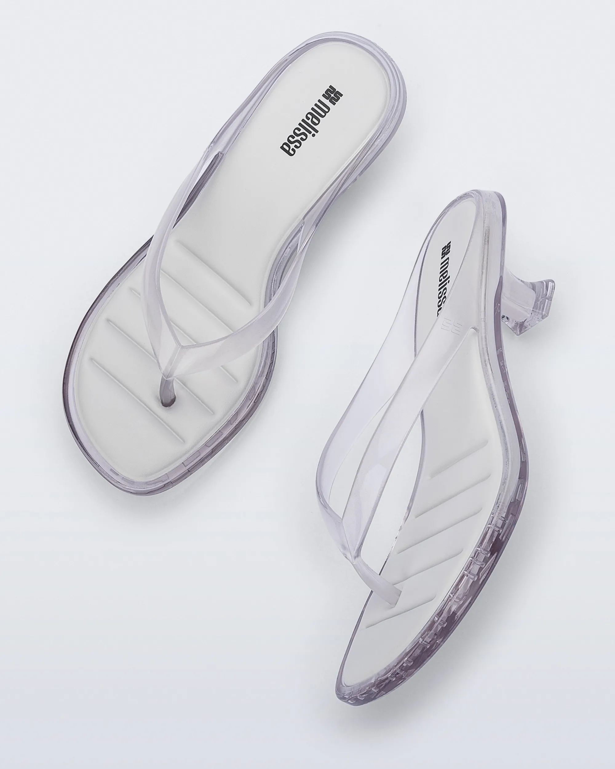 Sale Melissa Flip Flop Kitten Heel Clear White