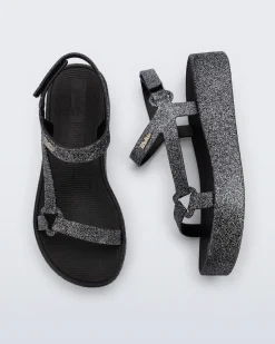 Melissa Sun Downtown Platform Black Glitter